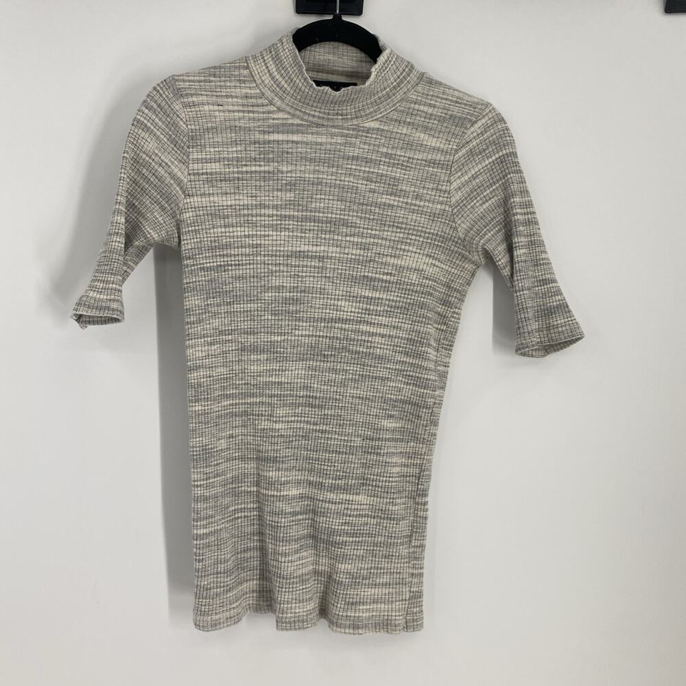 Hatch Shirt Women’s Size 2 Mock Neck Ribbed Beach Boho Preppy Casual 618